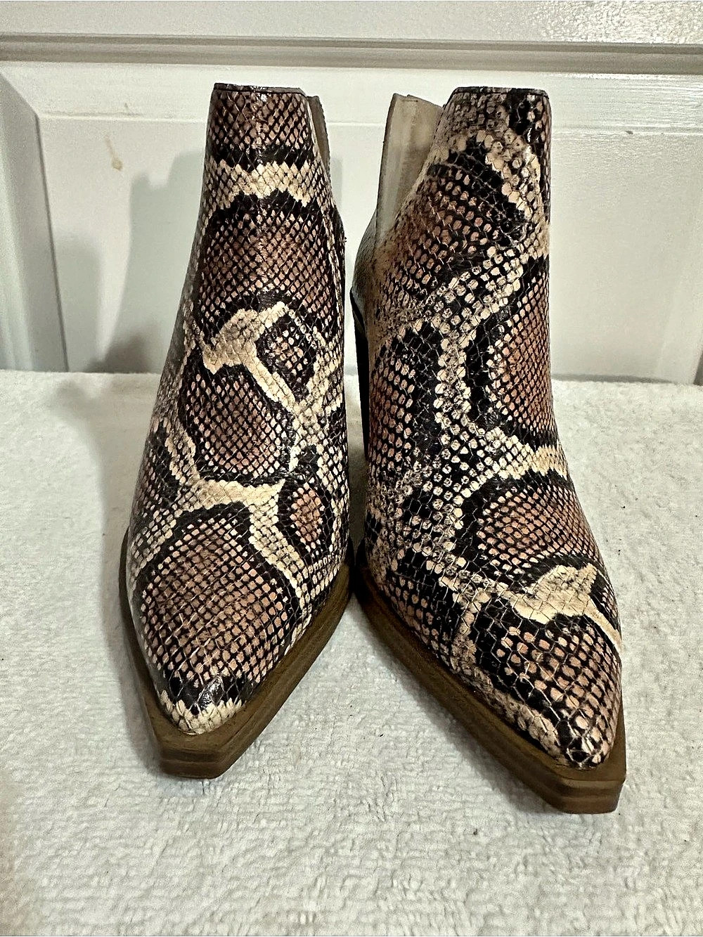 Dolce Vita Shanta Espresso Snake Print Booties